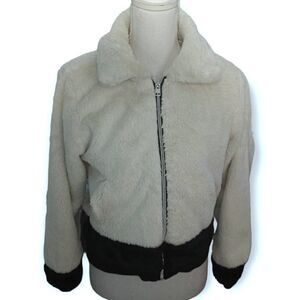 SAY WHAT? WHITE & BLACK FAUX FUR JACKET SZ.S EUC